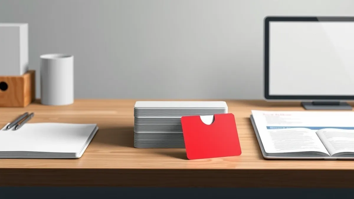 Illustration: A neat stack of blank white cards sits on a wooden desk, each representing a simple configuration rule.