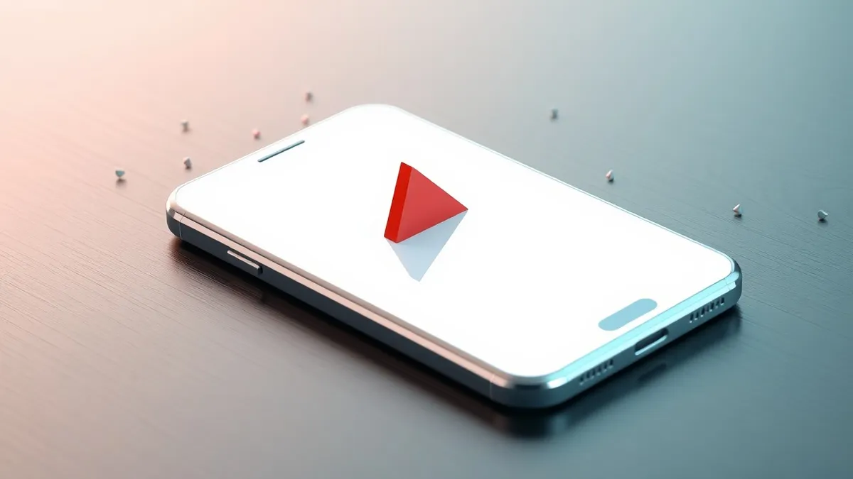 Illustration: A blank white smartphone screen displays a single red warning triangle floating in the center.