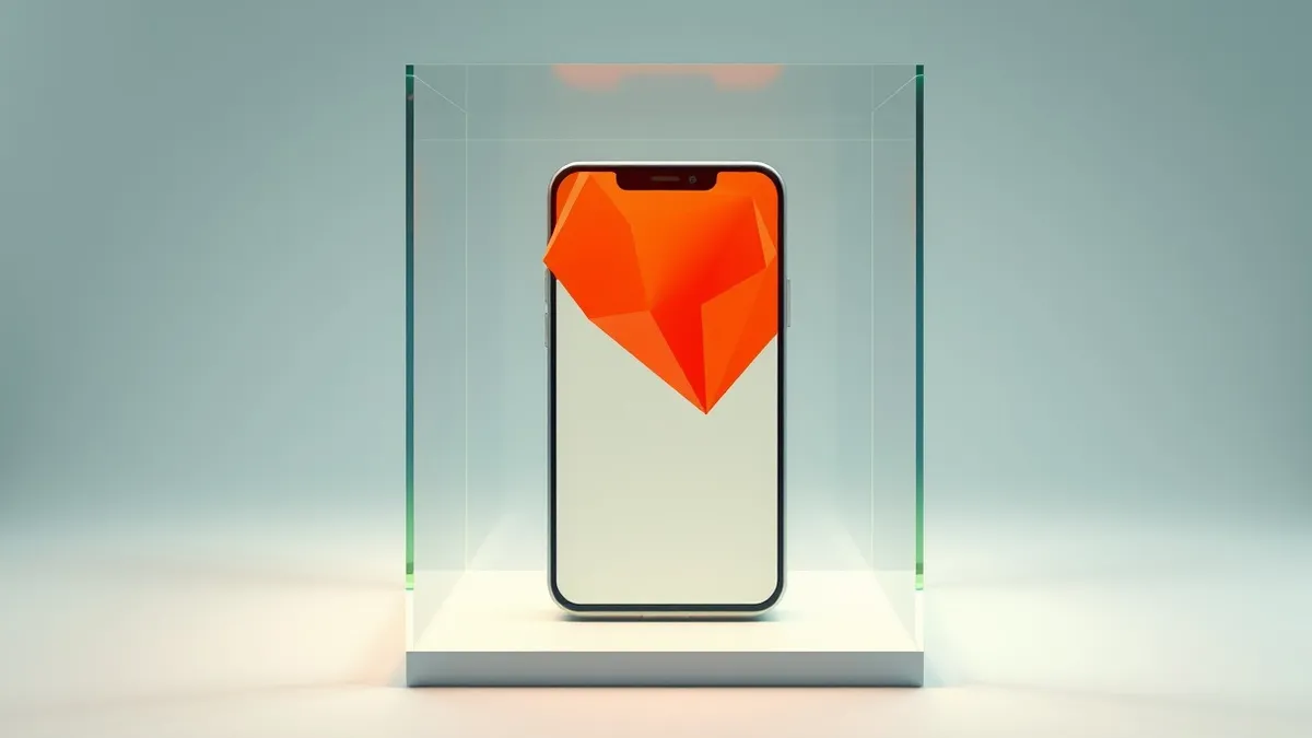 Illustration: A transparent glass box isolates a generic smartphone.