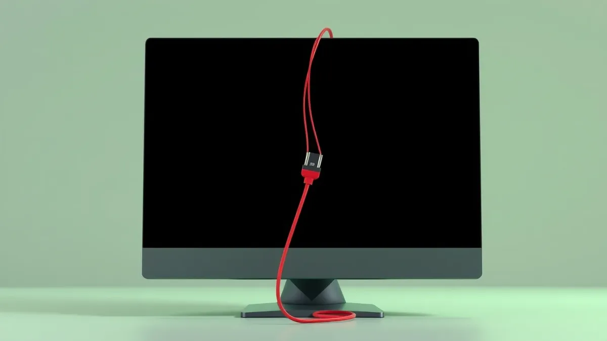 Illustration: A sleek monitor displays a completely blank black desktop background.