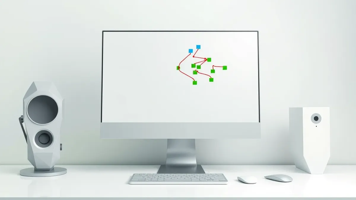 Illustration: A sleek desktop computer sits on a clean white desk.