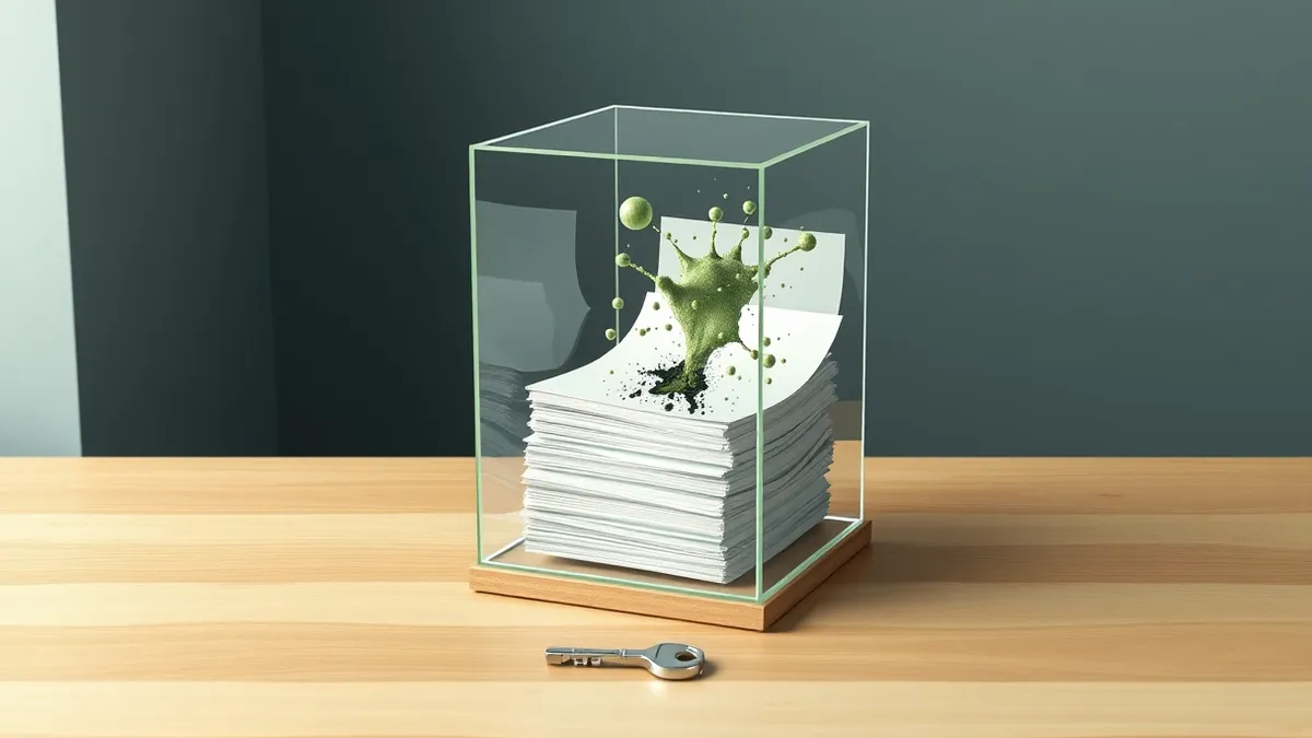 Illustration: A transparent glass box sits on a wooden table.
