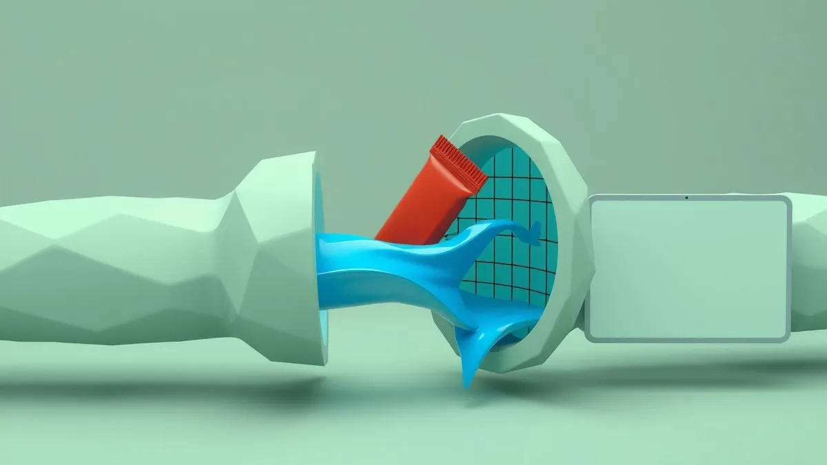 Illustration: A twisted metal funnel splits into two separate pipes.