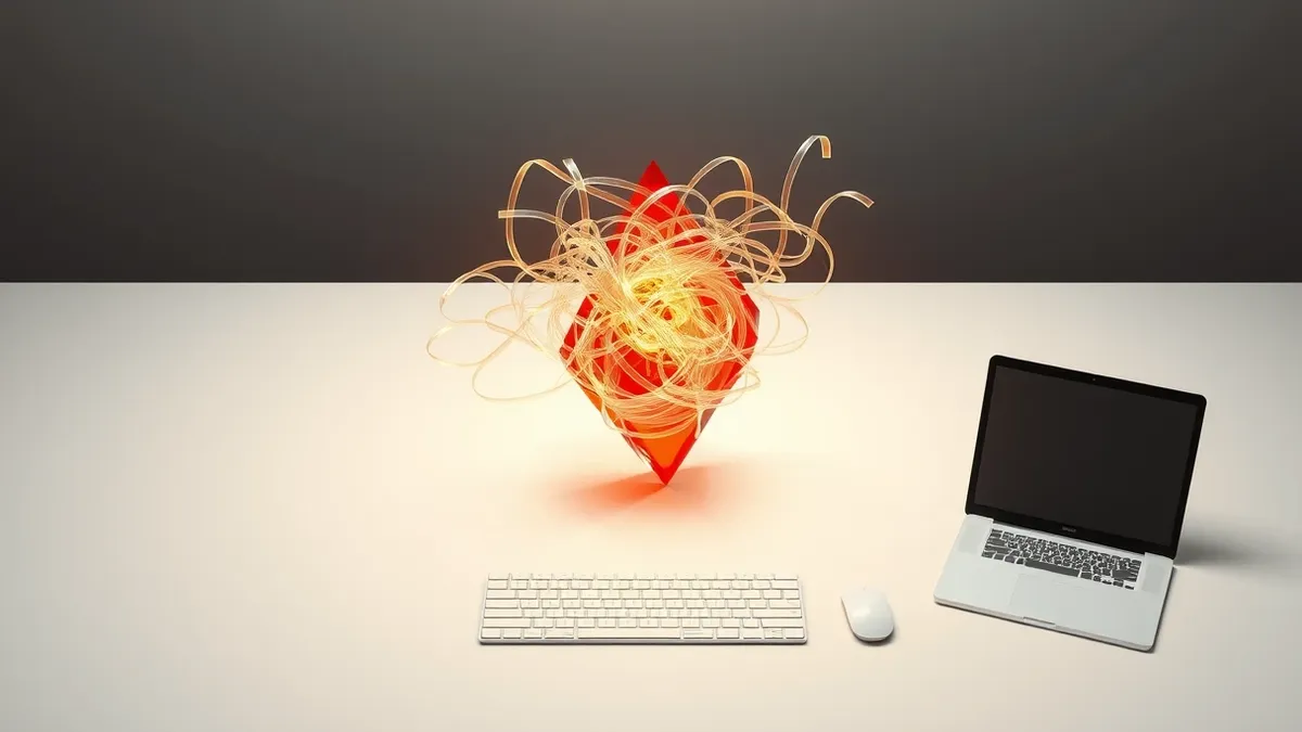 Illustration: A solitary, jagged shard of red glass sits on a sterile white desk, radiating intense, blinding heat that warps the air around it.