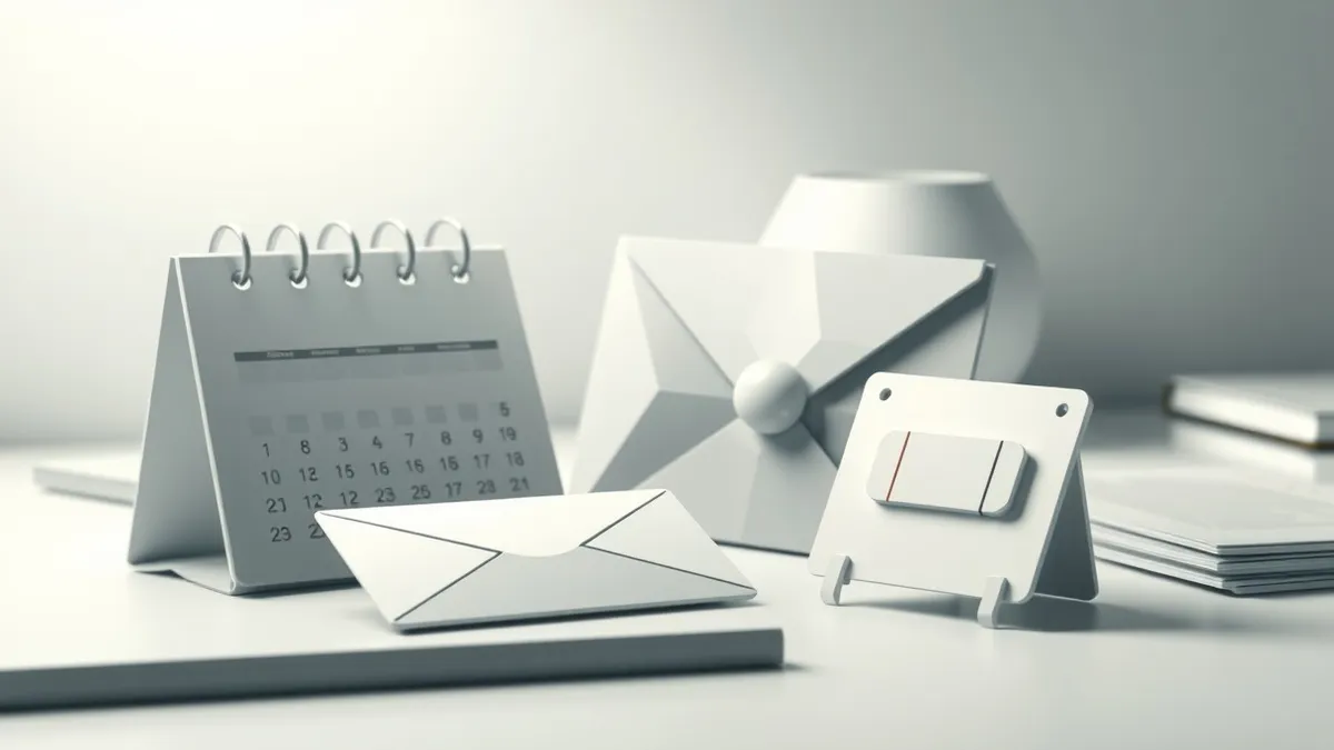 Illustration: A simple calendar sits on a clean desk next to an unopened envelope.