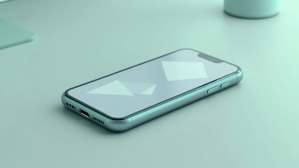 Illustration: A smartphone sits on a clean desk with its physical ports covered by sleek, opaque metal caps.