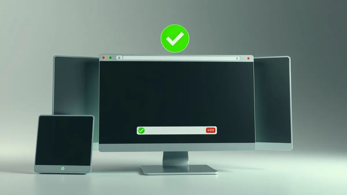 Illustration: A modern desktop monitor displays a web browser window with multiple blank tabs open.