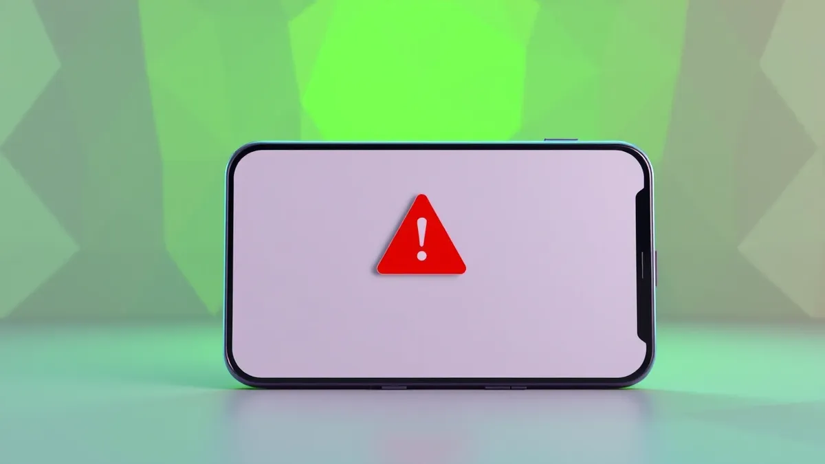 Illustration: A generic smartphone displays a blank app interface with a red warning icon centered on the screen, symbolizing a critical software flaw in a popular affiliate manage