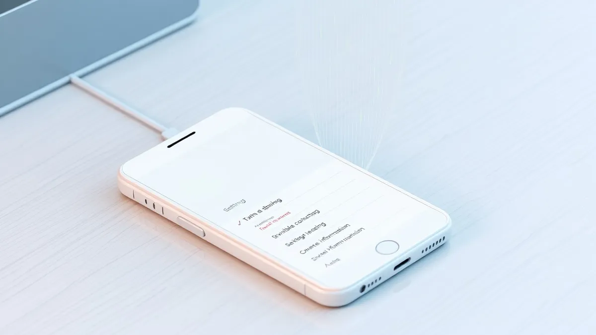 Illustration: A white smartphone rests on a clean wooden desk.