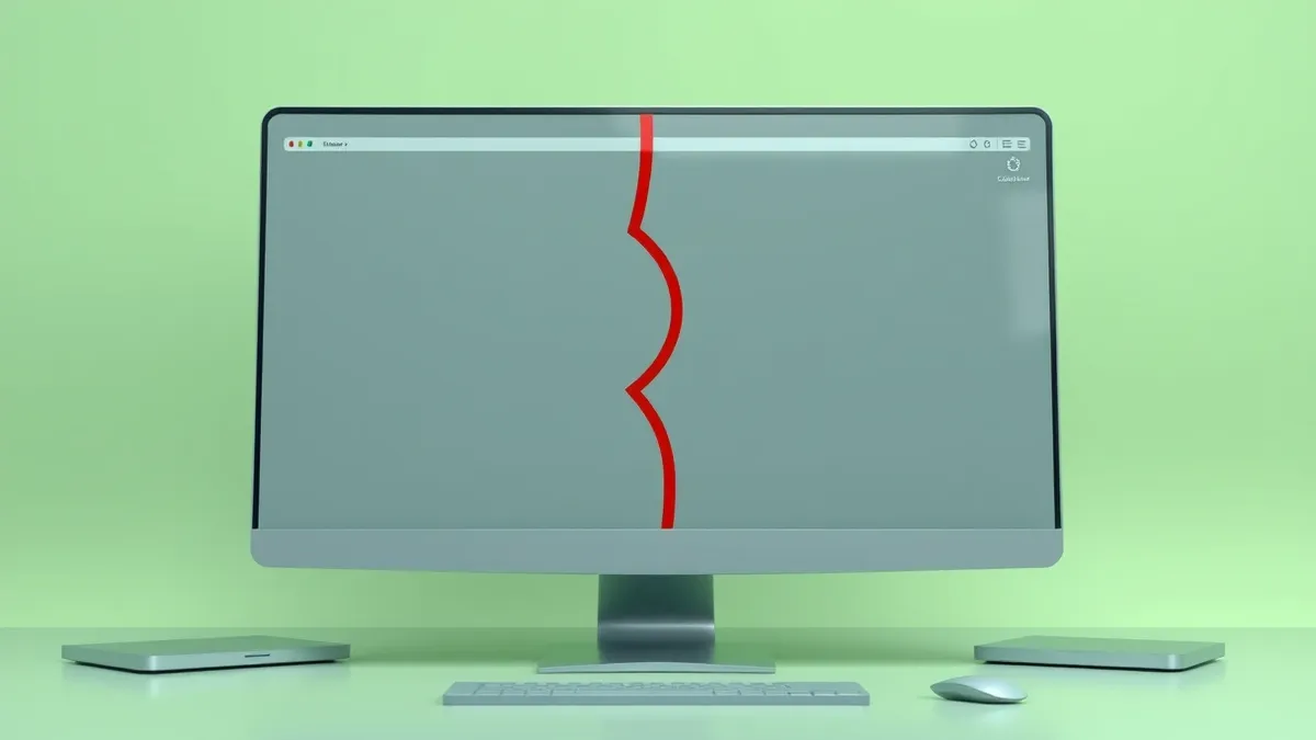Illustration: A sleek computer monitor displays a blank desktop background with a single abstract window.