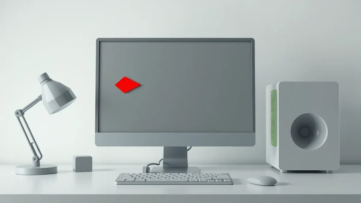 Illustration: A generic desktop computer monitor sits on a clean desk, displaying a blank terminal window with a single blinking cursor.